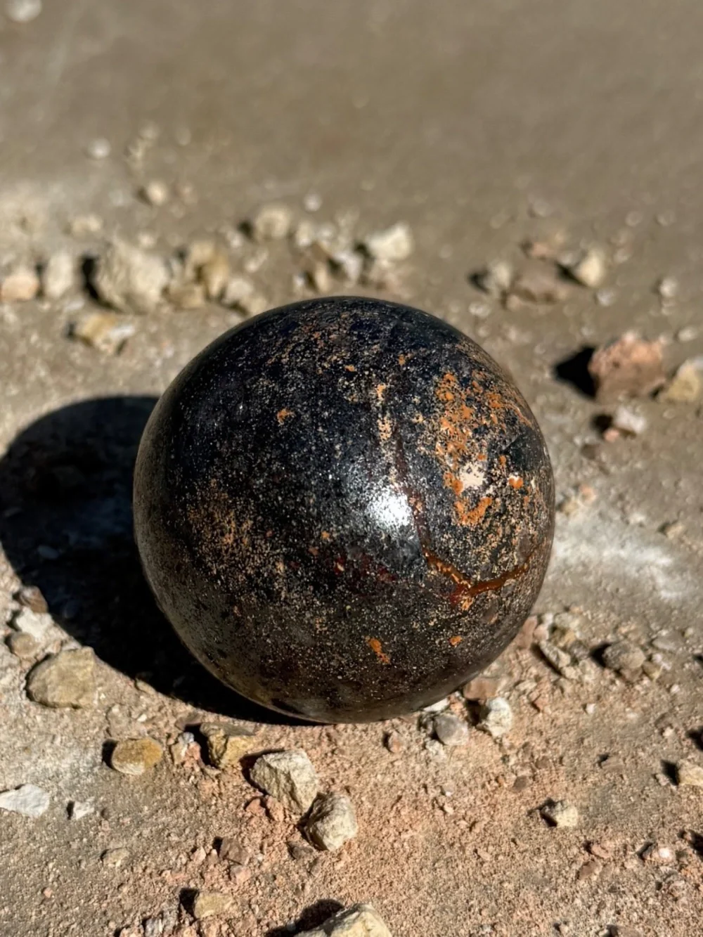 Lake Superior Patina Hematite Crystal Sphere/Dark Grey Metallic Crystal Ball